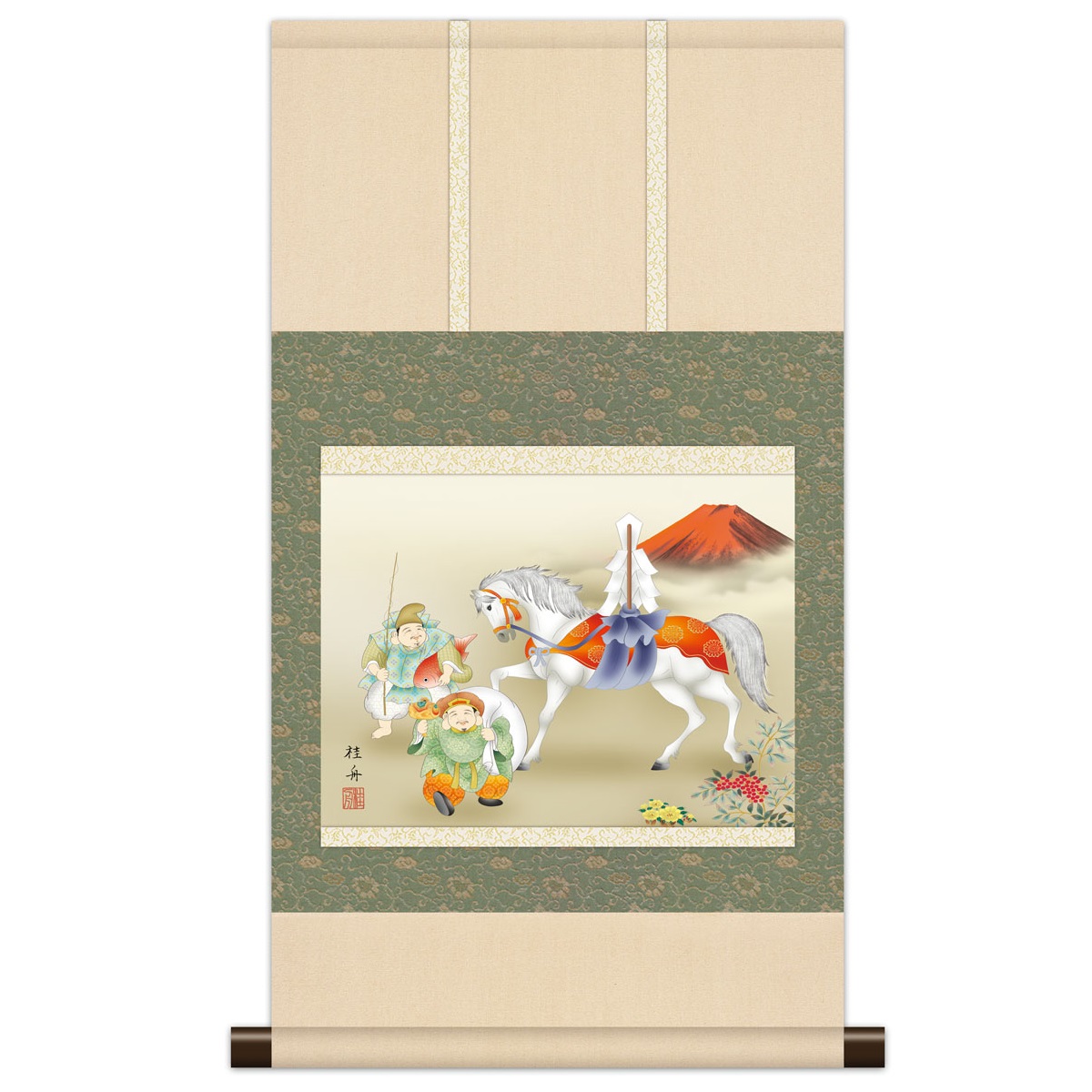 日本の伝統的な掛軸 大黒 恵比寿 0120o77 日本の伝統的な掛軸 大黒