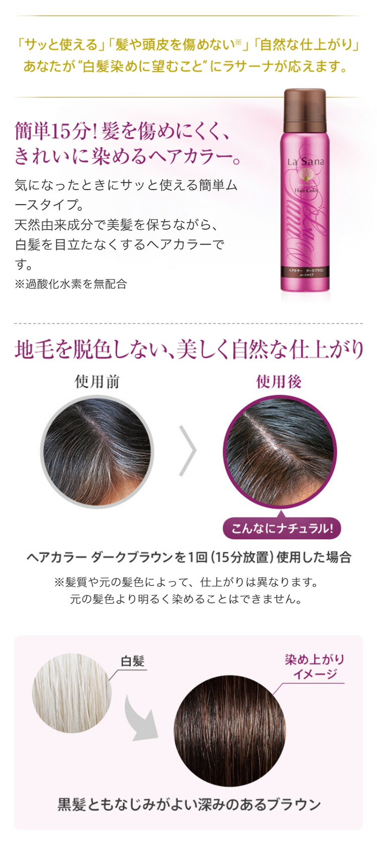 楽天市場】ラサーナ ヘアカラー 80g 〈ダークブラウン〉《医薬部外品