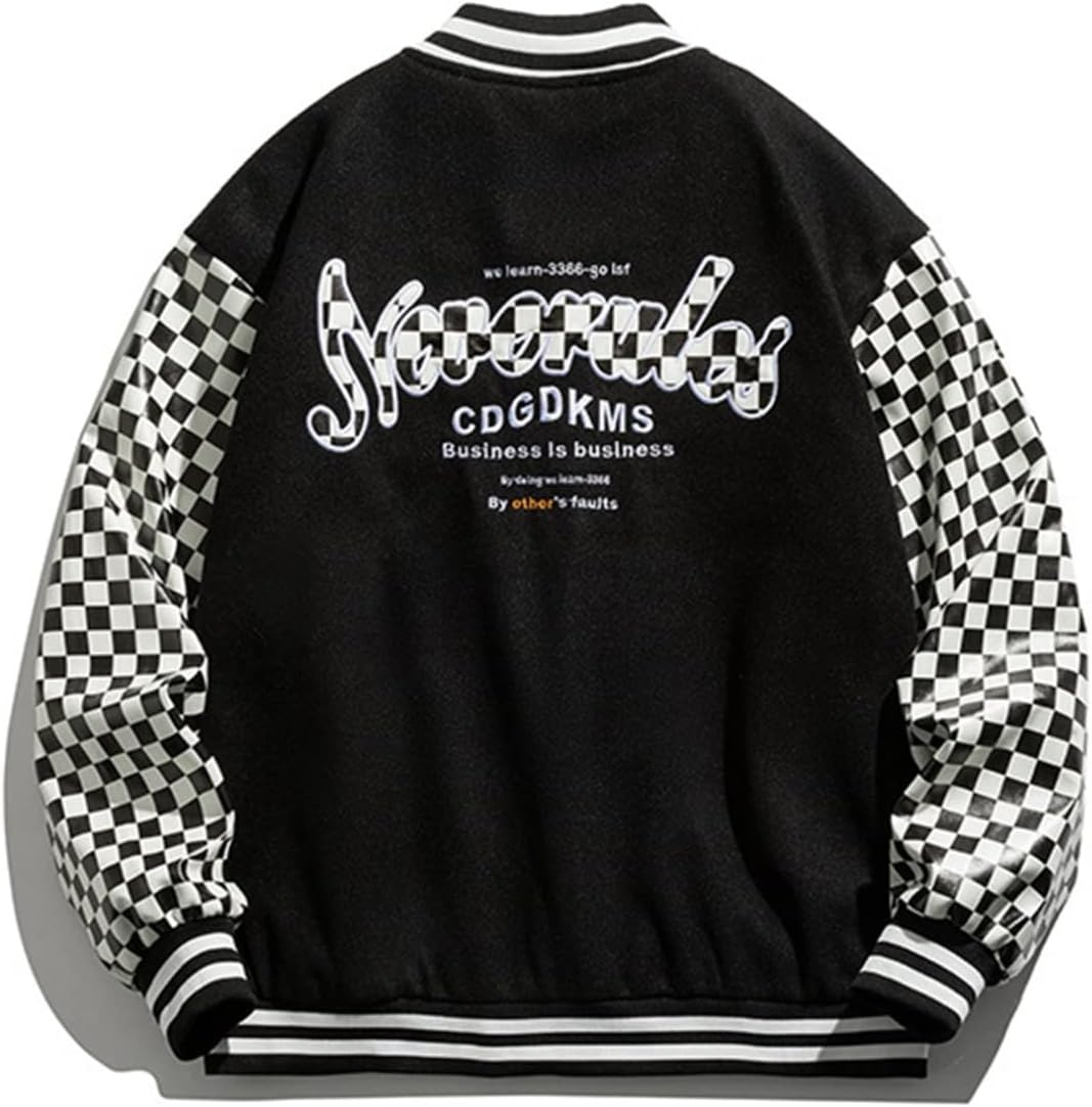 楽天市場】スタジャン メンズ ジャケット 黒白チェック柄 オシャレ PU