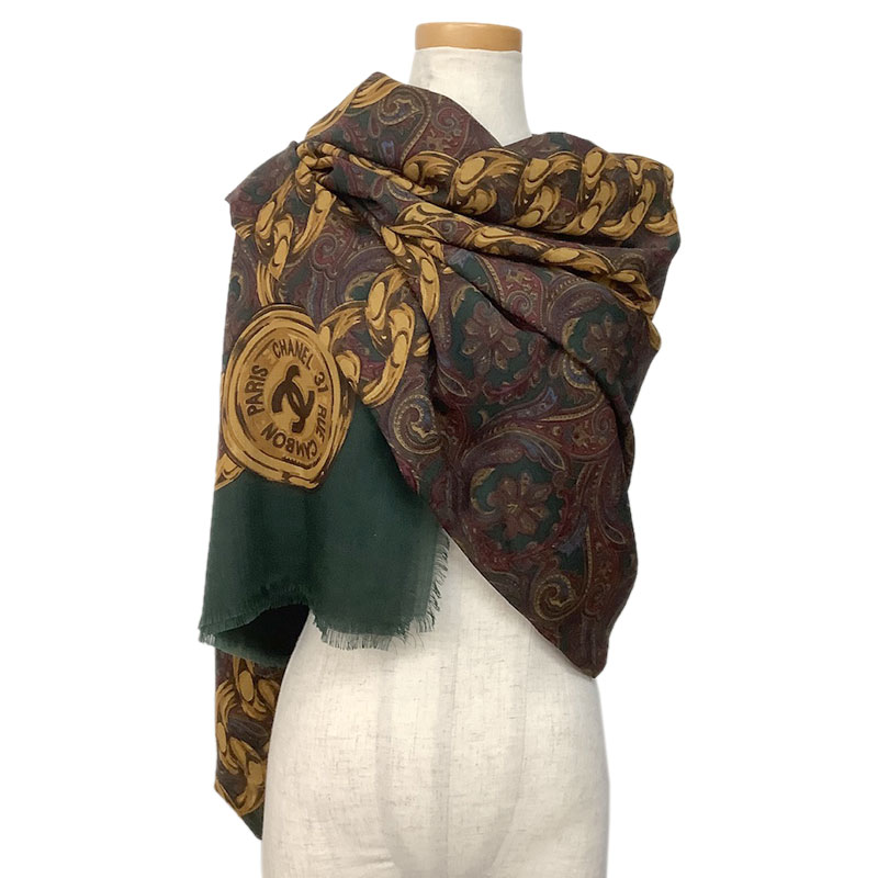 楽天市場】CHANEL シャネル 大判ストール シルク カシミヤ グリーン