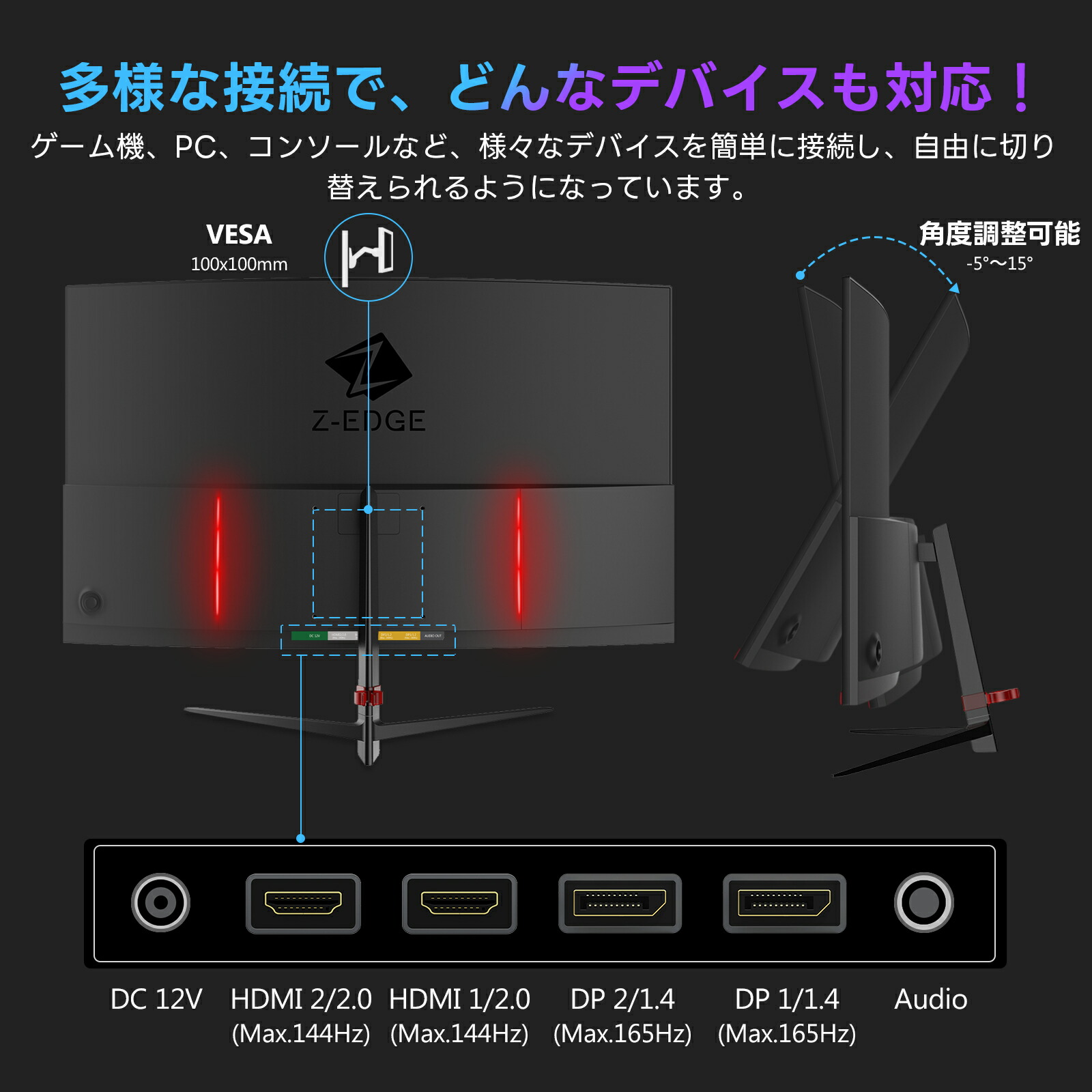 楽天市場】【レビューキャンペーン】Z-EDGE 湾曲ゲーミングモニター 27