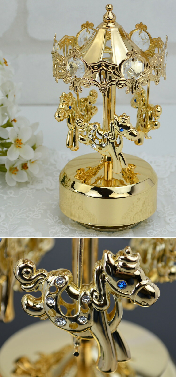 楽天市場】メリーゴーランド オルゴール付き ボヘミア クリスタル