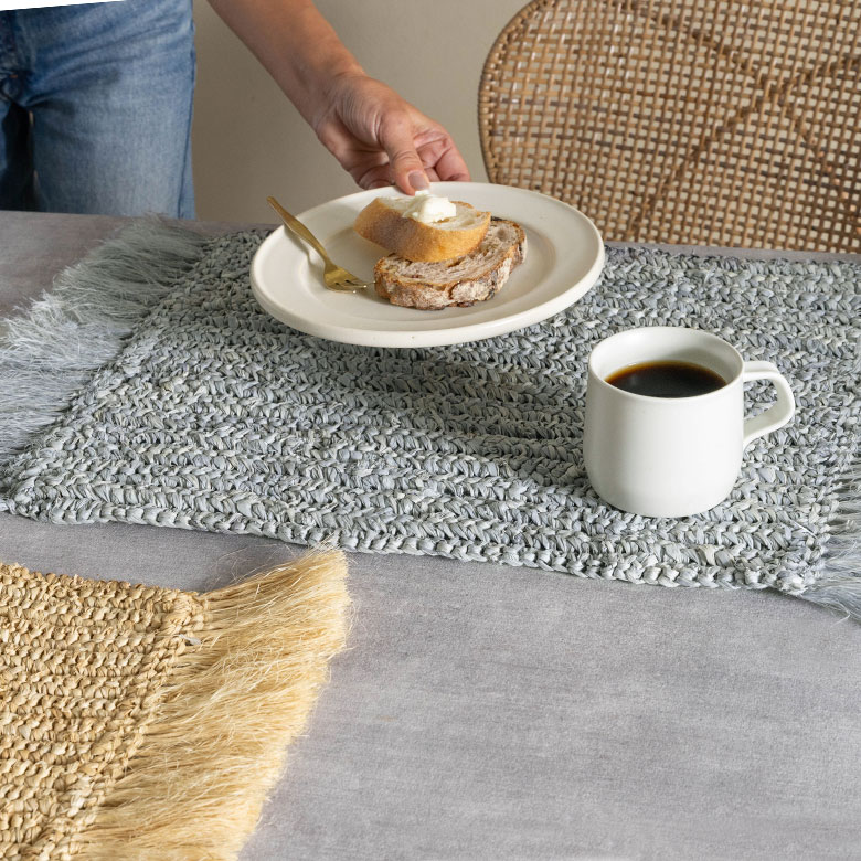 楽天市場】ランチョンマット 天然素材 ラフィア フリンジ付き 60cm