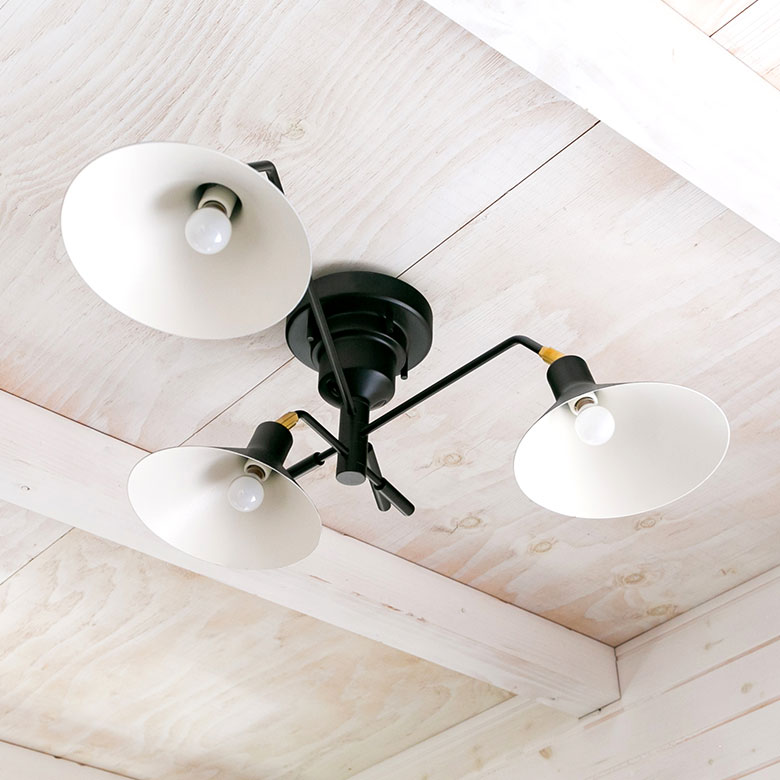 楽天市場】シーリングライト 天井照明 3灯 E17 角度調整 スチール