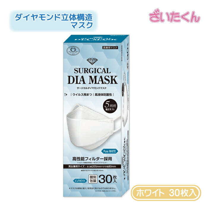 楽天市場】大和工場 IDK サージカルダイヤモンドマスク ホワイト 30枚