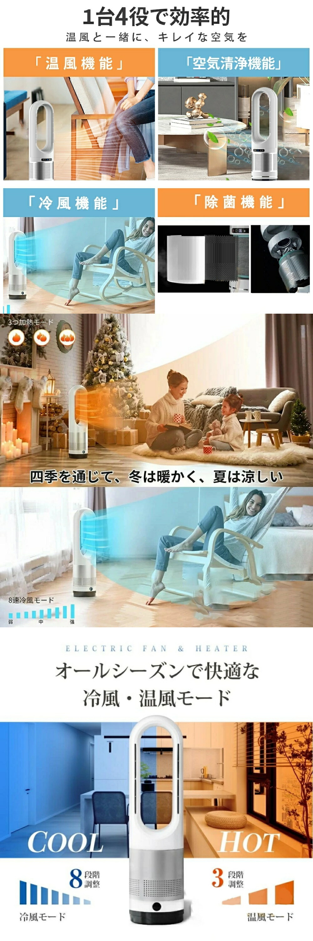 楽天市場】＼冷暖兼用☆春夏秋冬使えます／セラミックヒーター 扇風機