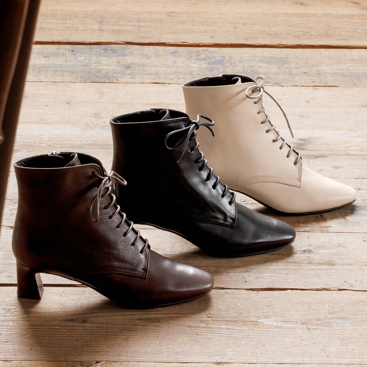楽天市場】履くだけでスタイルアップ◇【撥水】レースアップブーツ