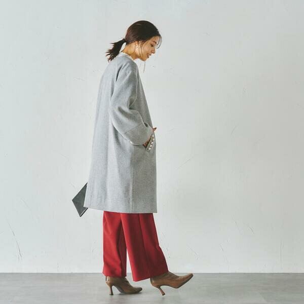 楽天市場】ポケットパール付きノーカラーコート／ドロワットロート