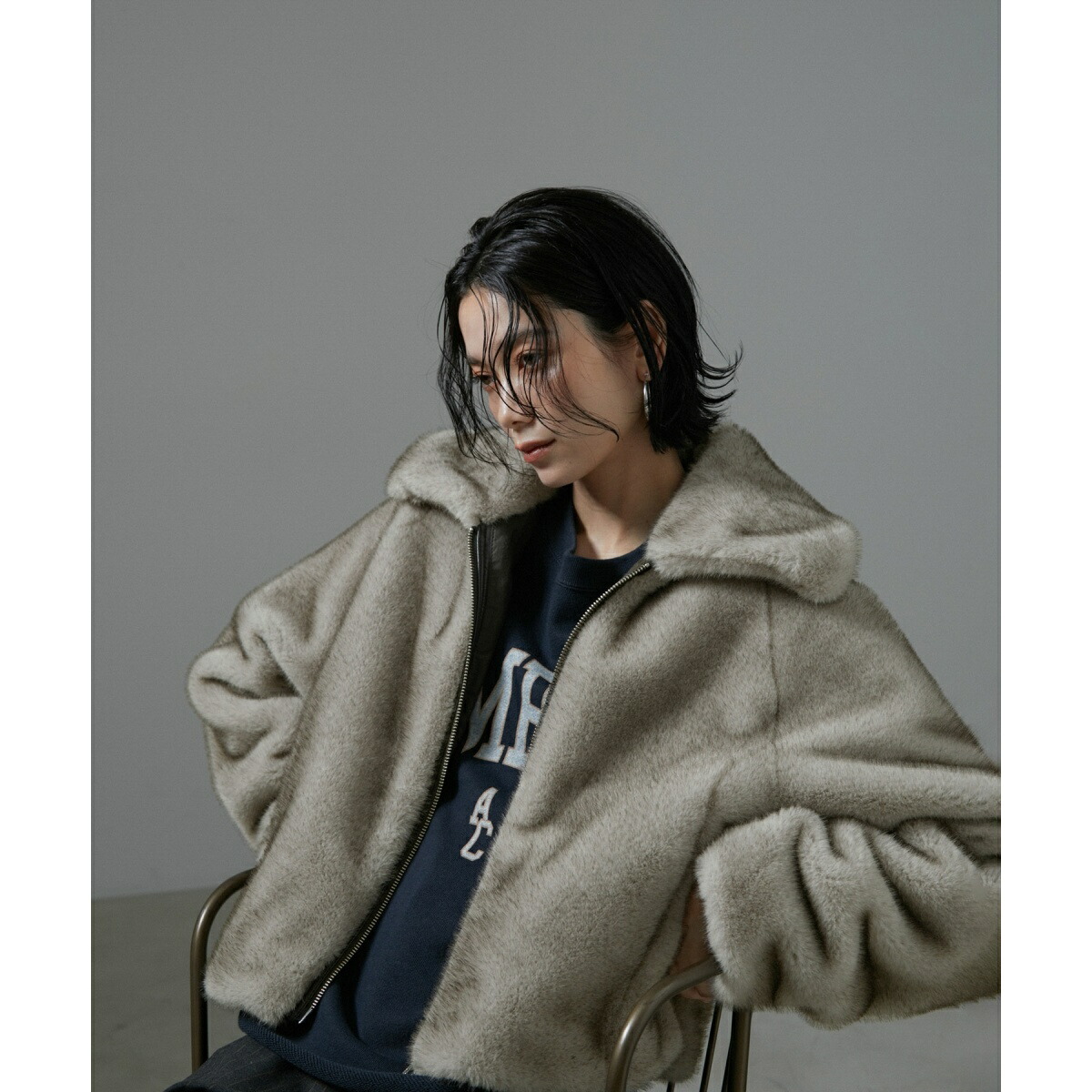 楽天市場】ミンクライクエコファークロップドジップブルゾン／サロン