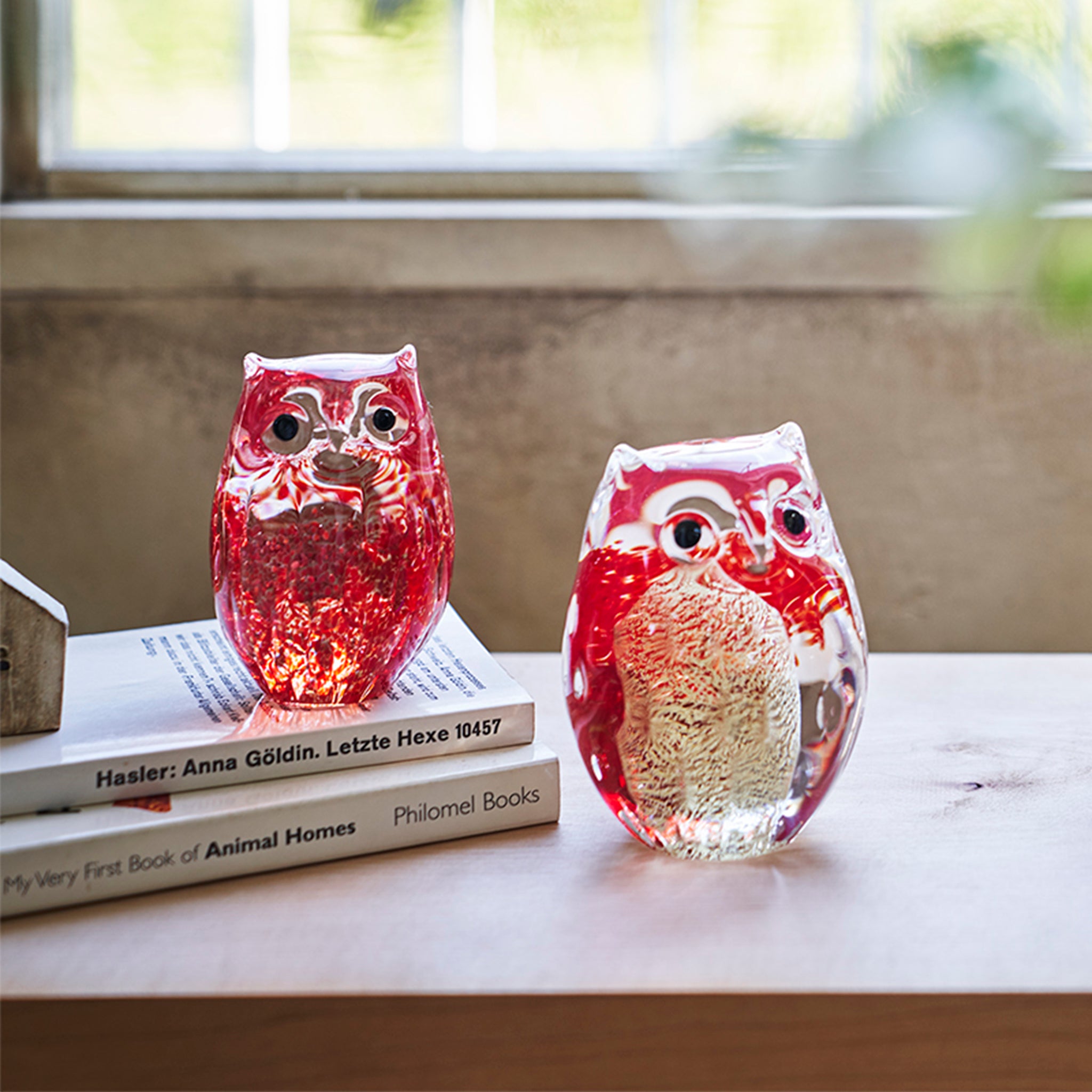 津軽びいどろ ガラス オーナメント 親ふくろう 梅重 | ふくろうの置物