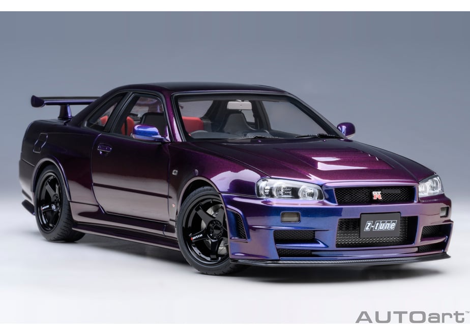 保護ケースつき】ニスモ R34 GT-R Z-tune ミッドナイトパープル 保護