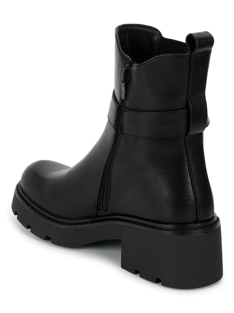 Black PU High-End-Fashion Stylish Ankle Boots (TC-RS3682-BLK