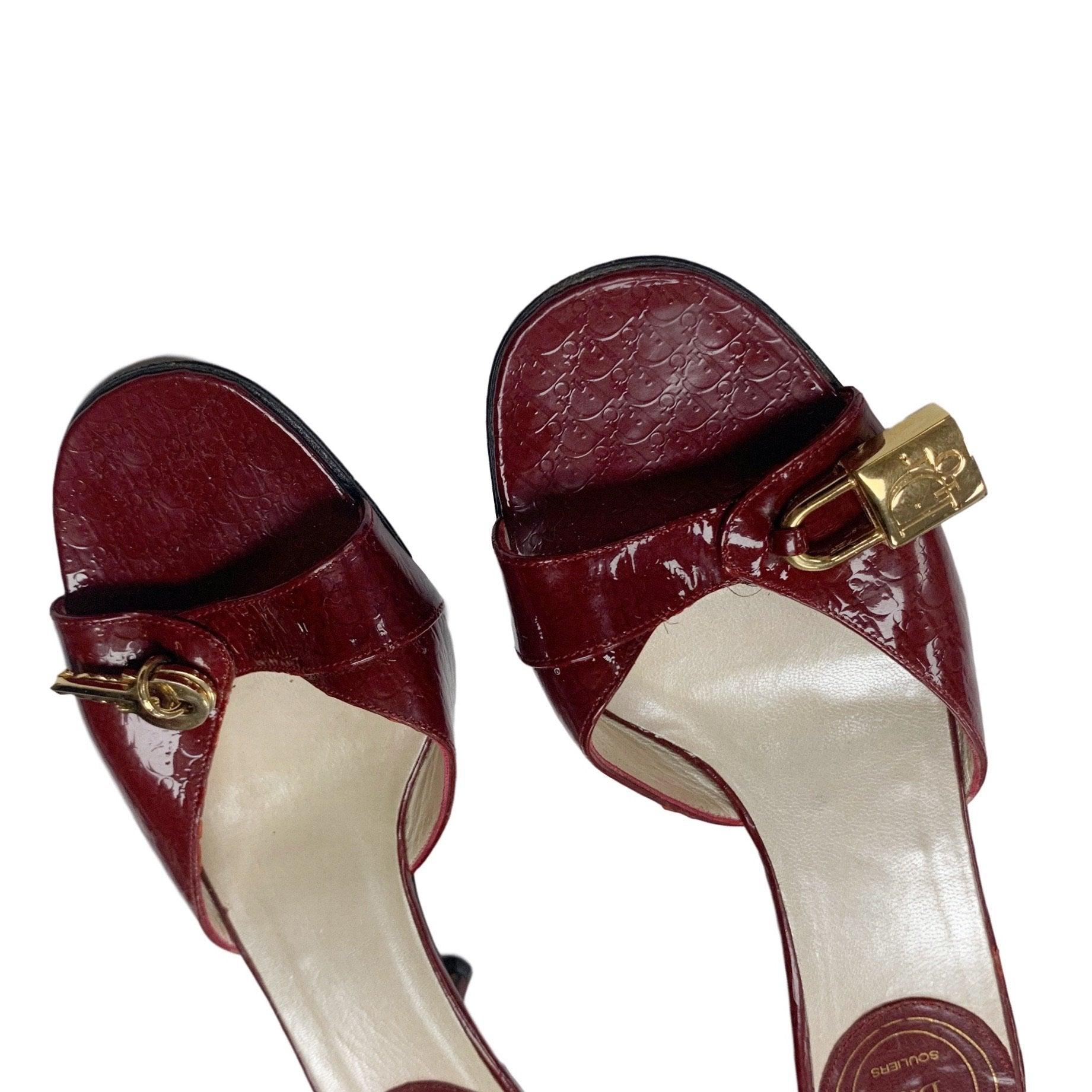 Treasures of NYC - Dior Red Leather Lock & Key Kitten Heels