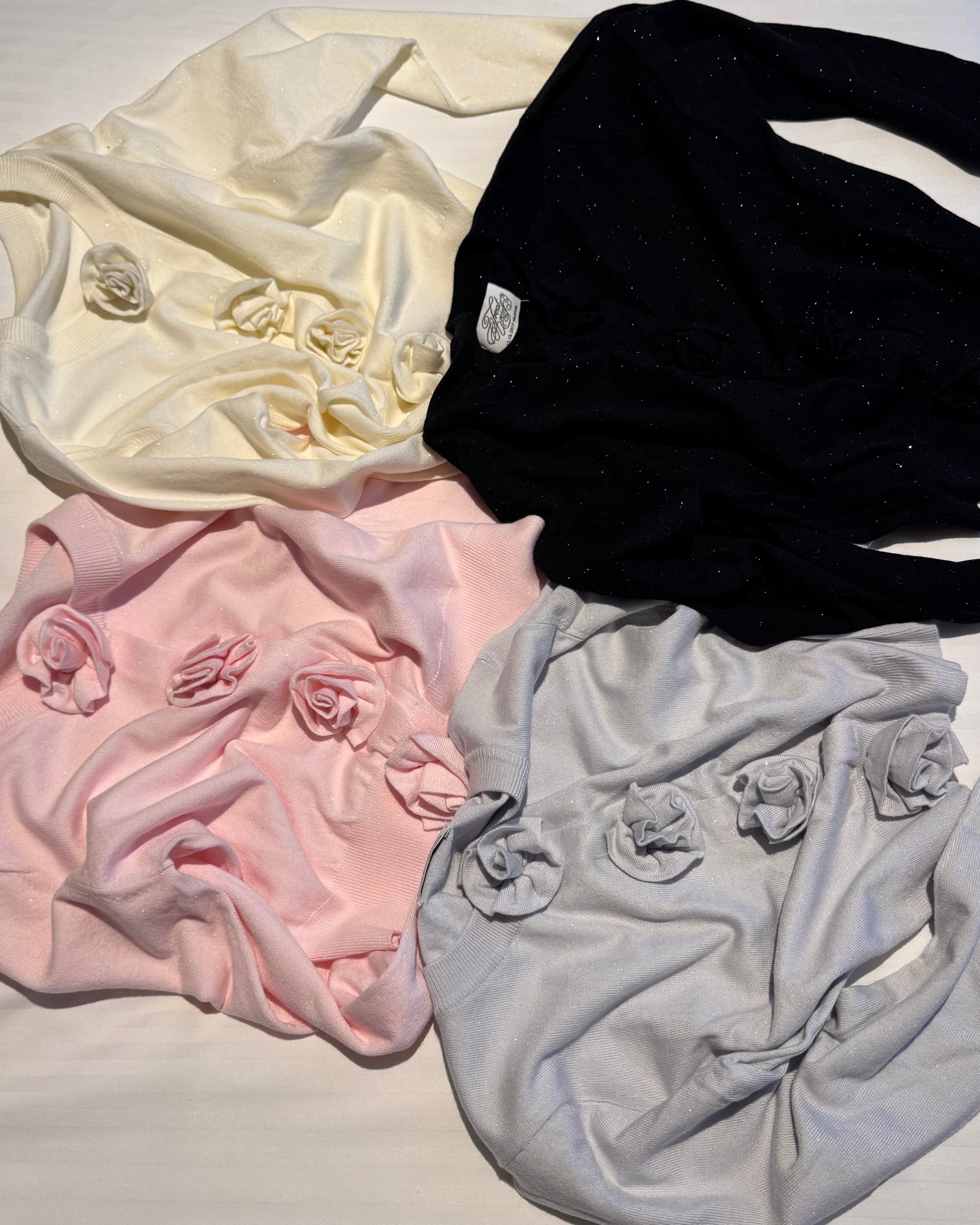 rose motif lame knit cardigan – Treat Ürself