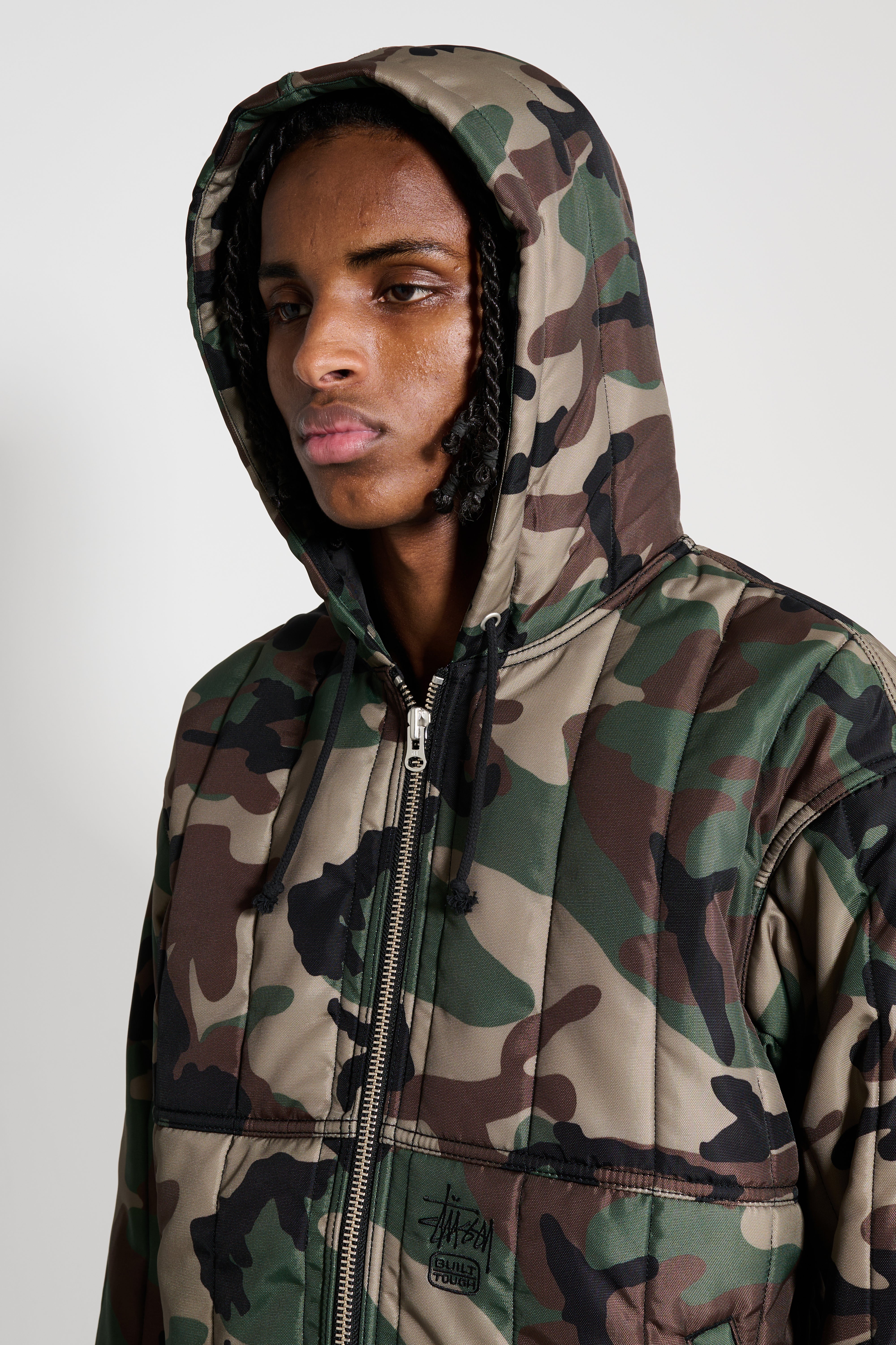 Stüssy Work Jacket Quilted Nylon Woodland Camo – Très Bien