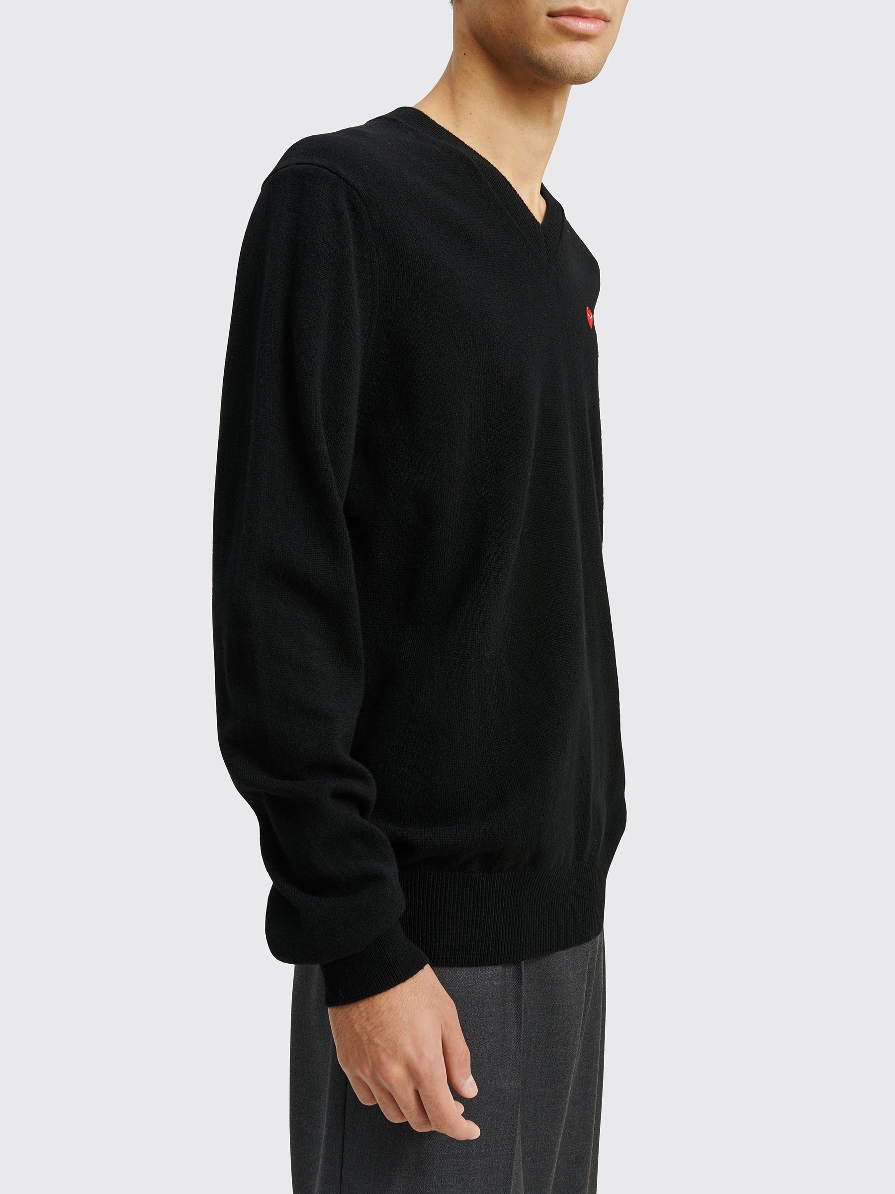 Comme des Garçons Play Mini Heart V-Neck Knit Sweater Black – Très