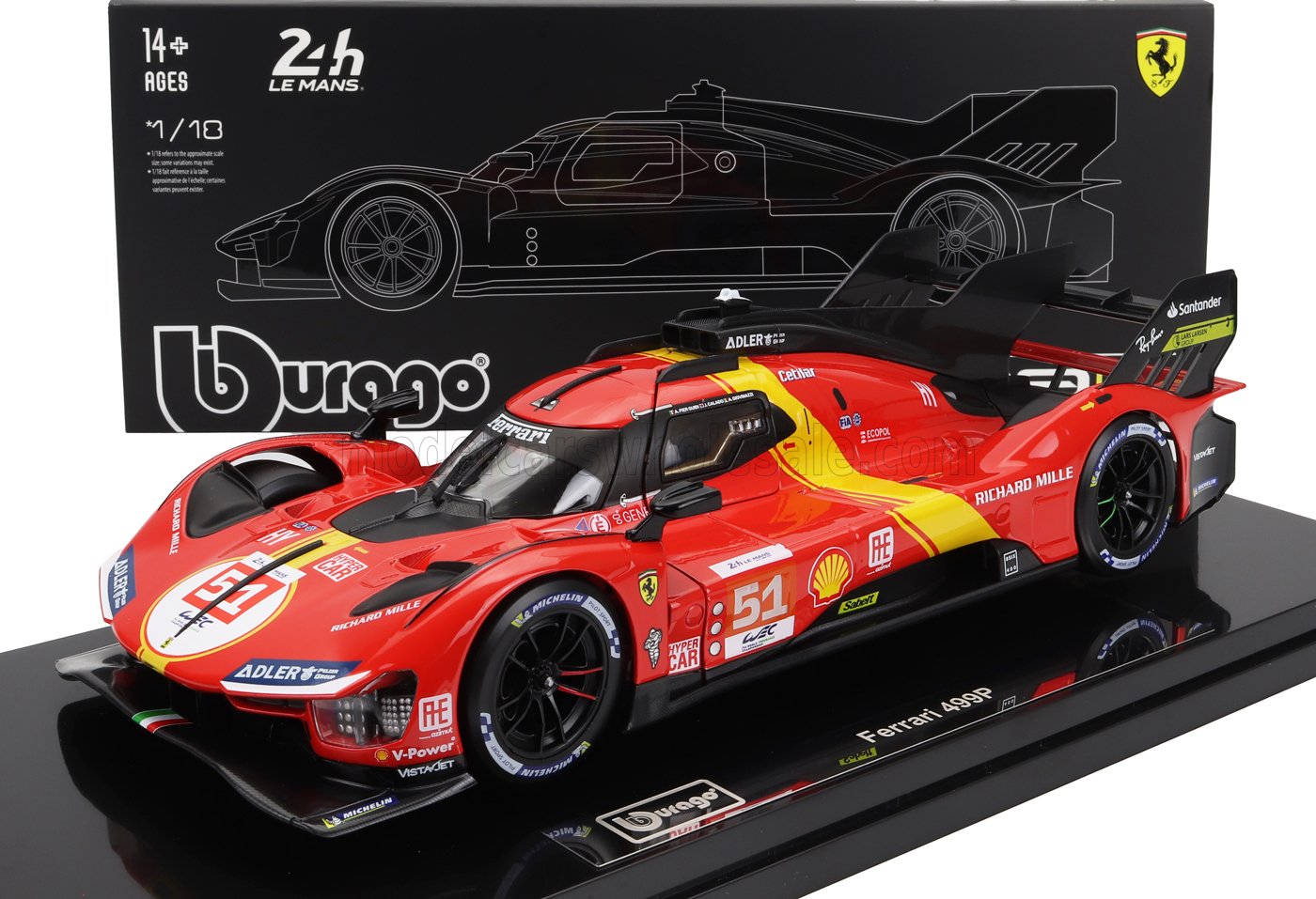 Ferrari 499P Hypercar N*51 2023 1:18 with Showcase - Le Mans