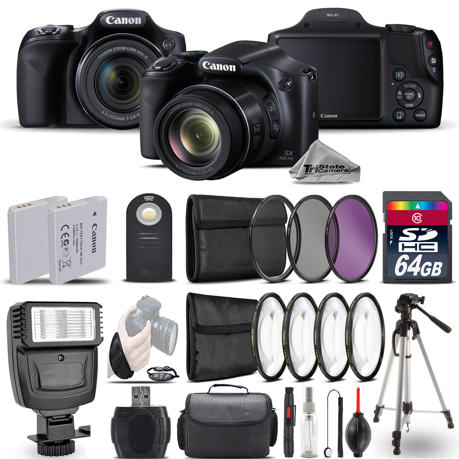 CANON | PowerShot SX530 HS Digital Camera+ Flash + 7PC Filter +