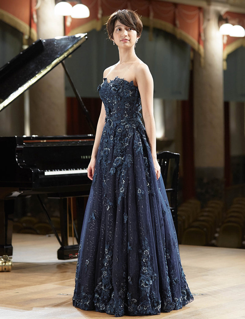 ダークネイビーロングドレス・TW1901-DNY｜演奏会・発表会ドレスの