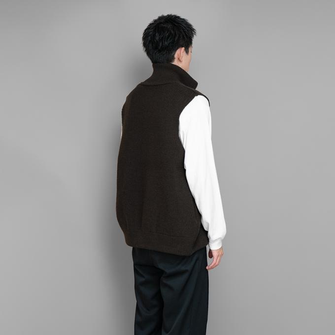 ssstein / Oversized Drivers Knit Zip Vest (Military Khaki) | twelve