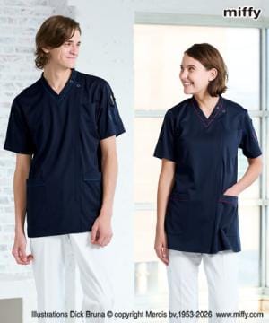 ミッフィー×ナガイレーベン】男女兼用プリント柄スクラブ MFS-5852