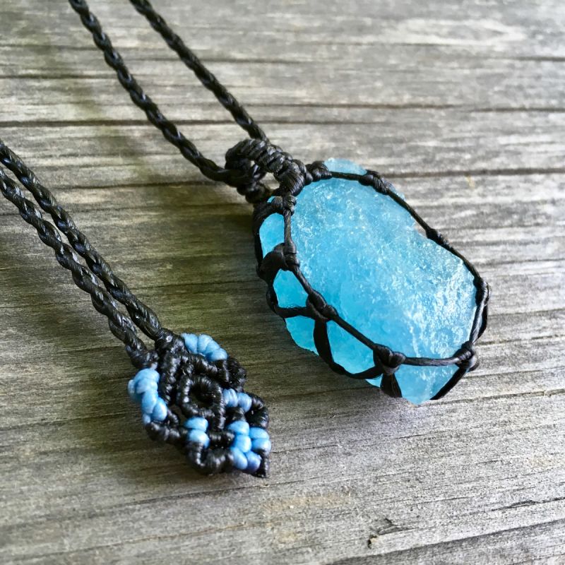 1点物 富・幸福のシンボル 天然アクアマリン原石ネックレス