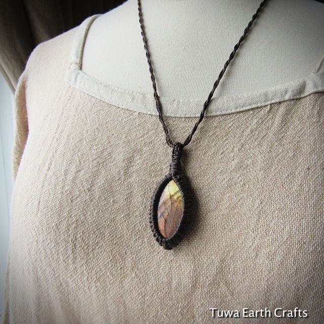 1点物 夕焼け色オレンジシラー♪ ラブラドライト ペンダント