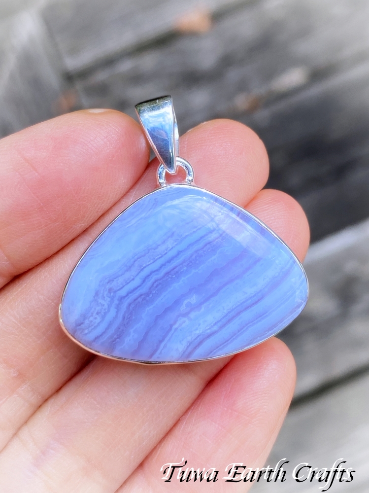 癒し・緊張ストレス緩和】高品質ブルーレース ペンダント/ネックレス