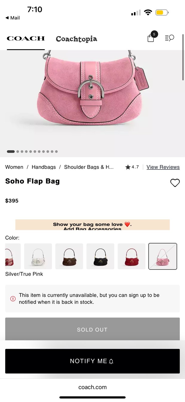NWT Coach Soho Flap Bag - True Pink, Suede | Mercari