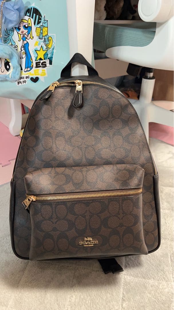 Coach Brown Logo Print Backpack | Mercari