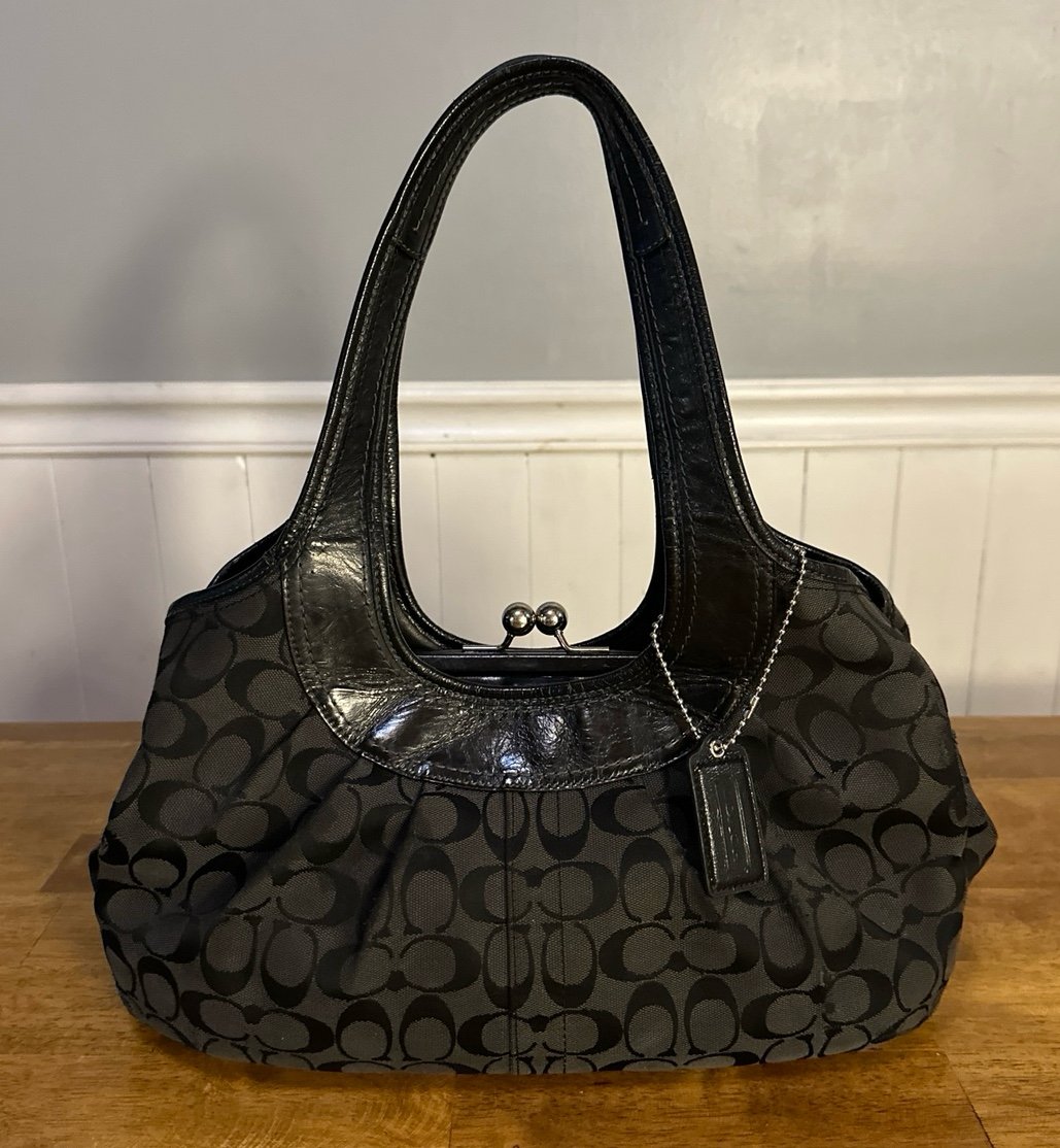 Coach Y2K Black Jacquard Ergo Kisslock Hobo | Mercari