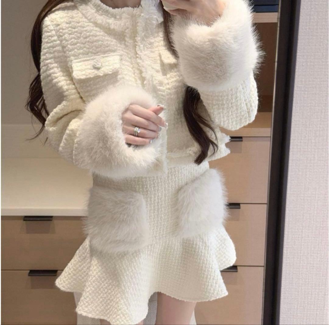 ワンピース Lumignon Tweed pocket fur dress ワンピース/コンビネゾン