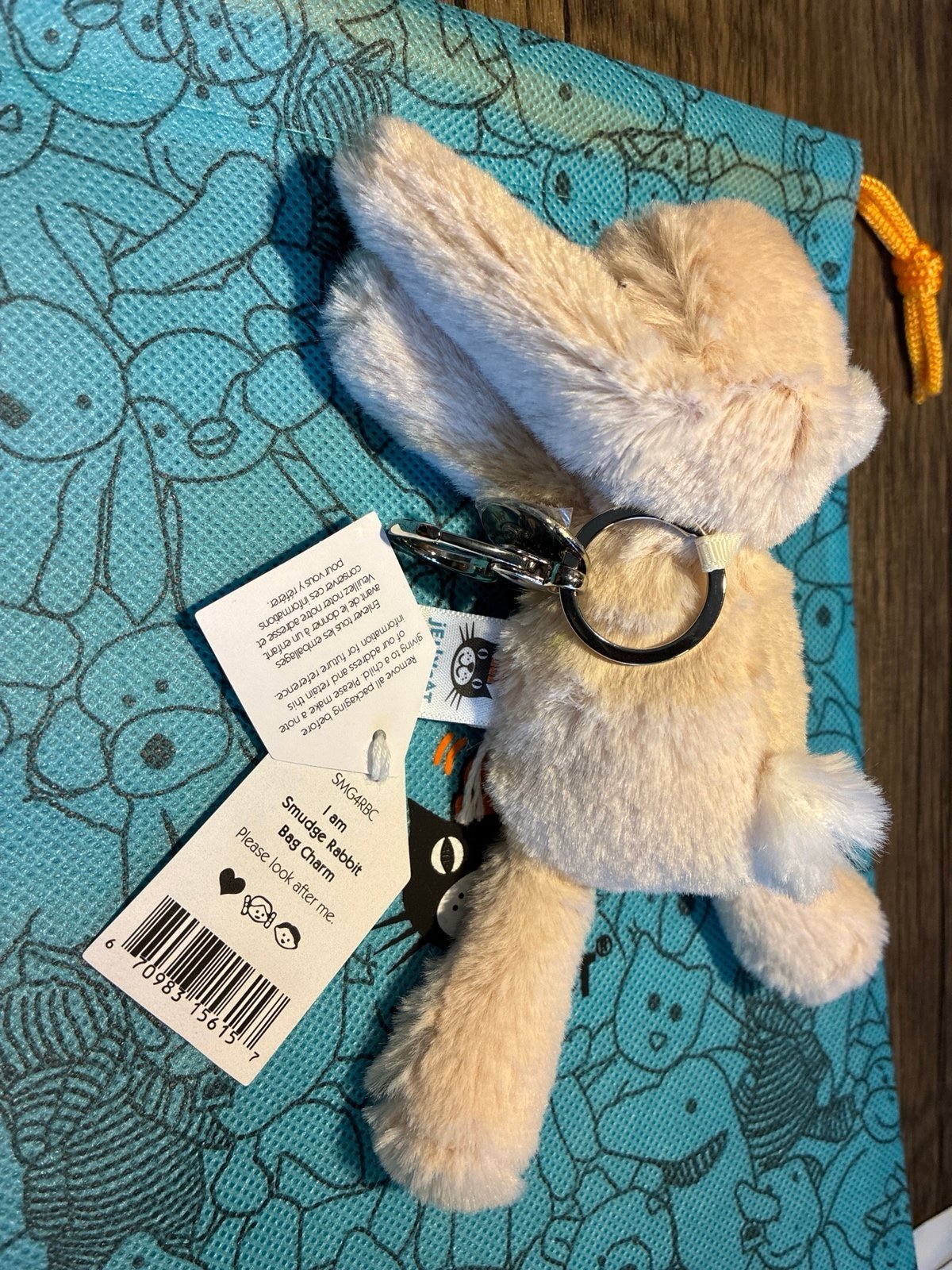 Smudge rabbit bag charm Jellycat Like new | Mercari