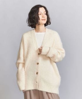 Vネック シャギーニット カーディガン