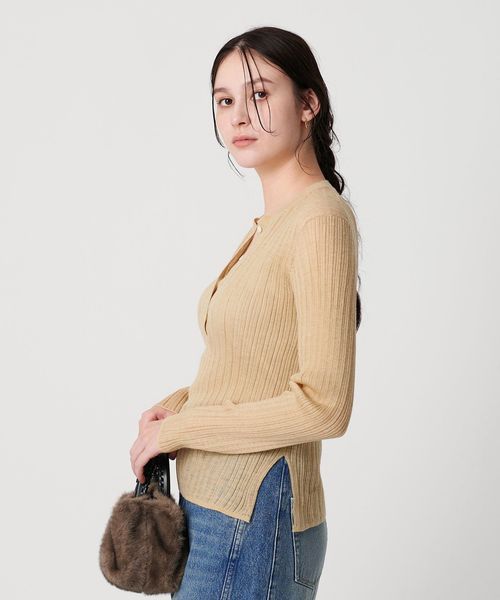 アルパカブレンド ランダムリブ ヘンリーネックプルオーバー