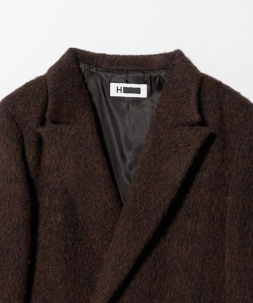 H＞ヘアリー ダブルブレスト ロングコート