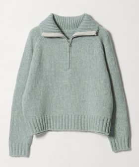 ウールナイロン ハーフジップ ニットプルオーバー