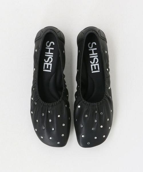 SHISEI＞ギャザー スタッズ フラットシューズ