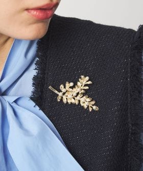 リーフ＆フェイクパール ブローチ