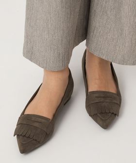 WEB限定】ポインテッド キルト フラットシューズ（1.5cmヒール) ―撥水―