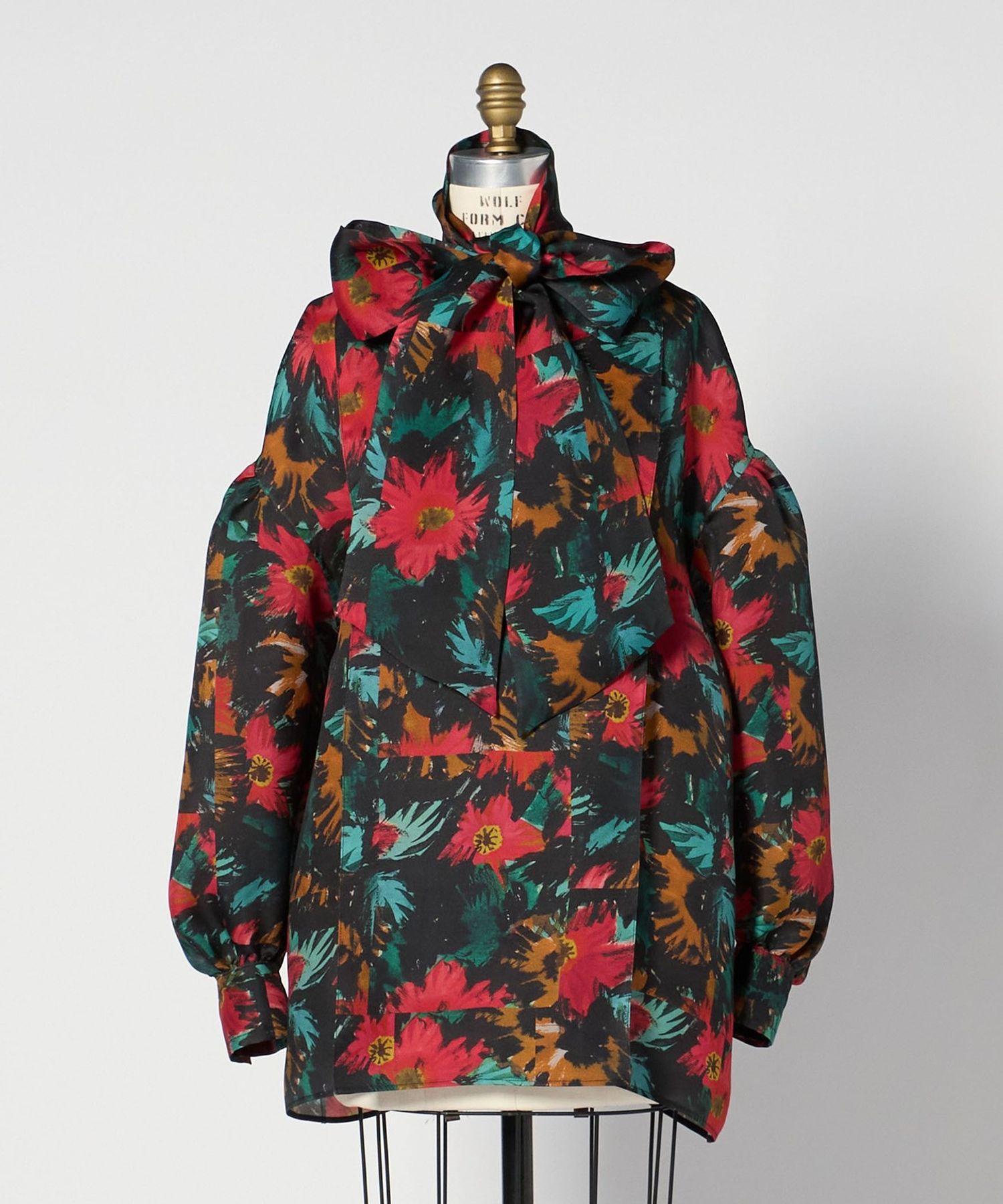 SUMMER フラワープリントボウタイブラウス