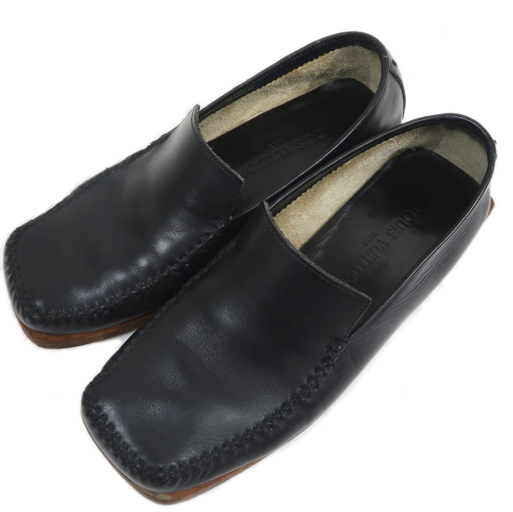 名東】【LOUIS VUITTON】ルイヴィトン ローファー サイズ6 ブラック 黒