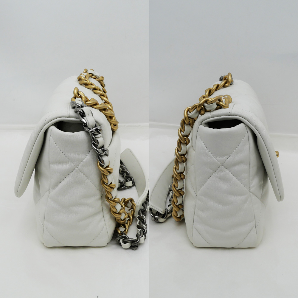 名東】【CHANEL】シャネル19 チェーン ショルダーバッグ ホワイト
