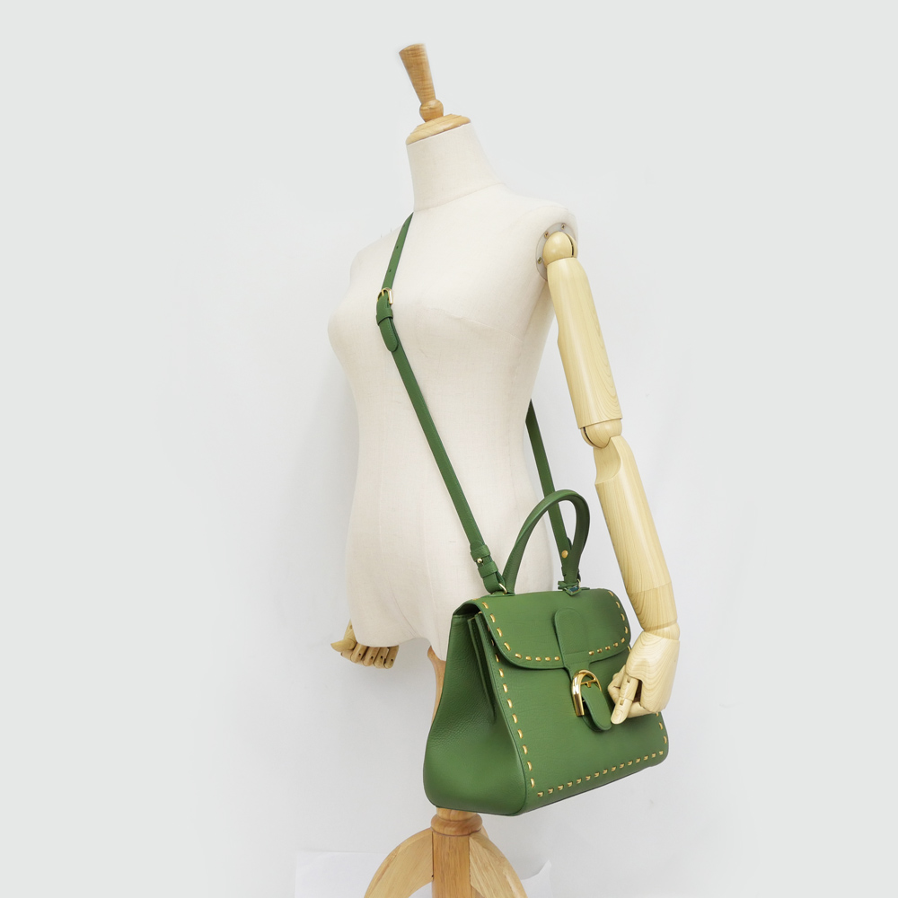 名東】【DELVAUX】デルヴォー ブリヨン MM メタルステッチ グリーン