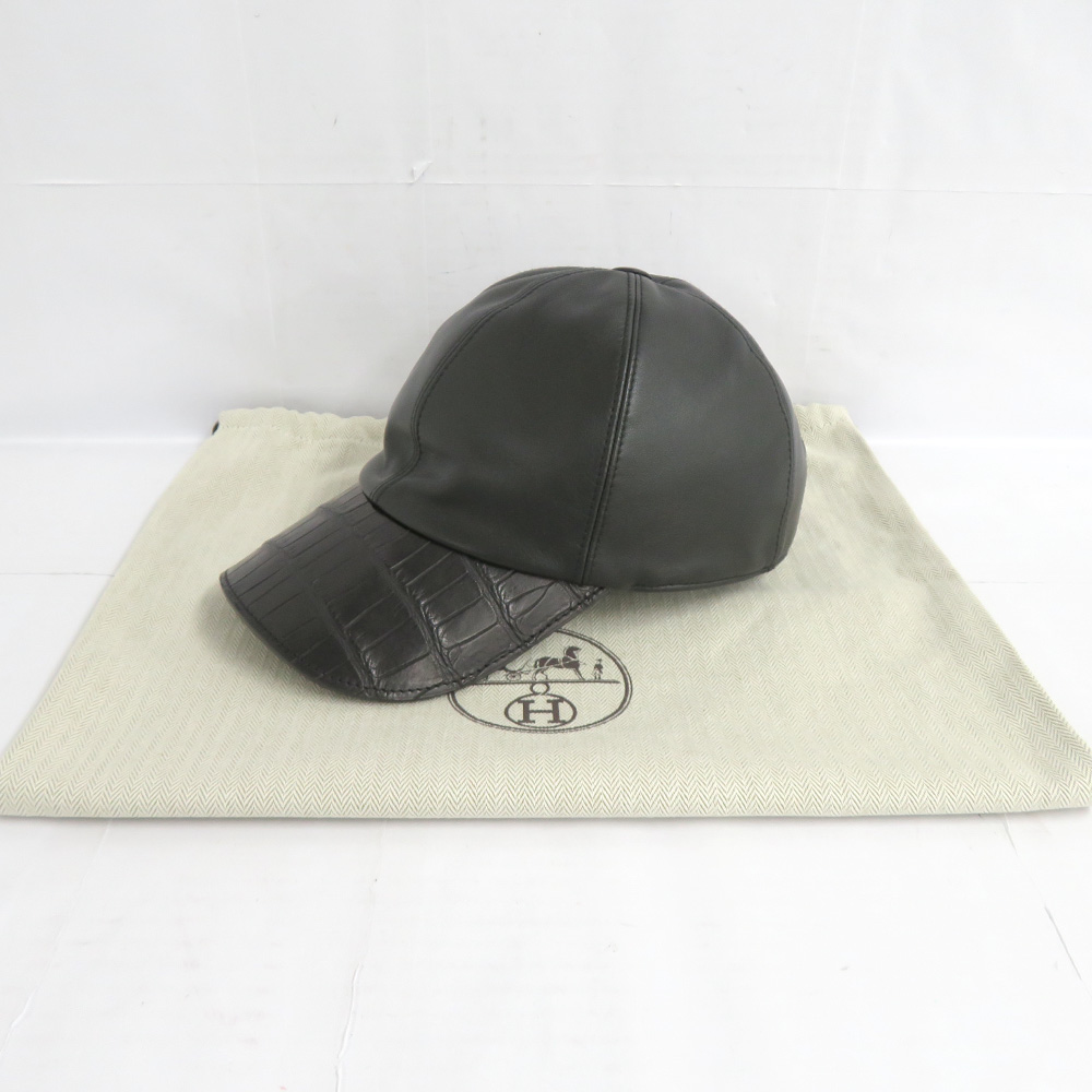 名古屋】【HERMES】エルメス キャップ ライリー 帽子 ラムレザー
