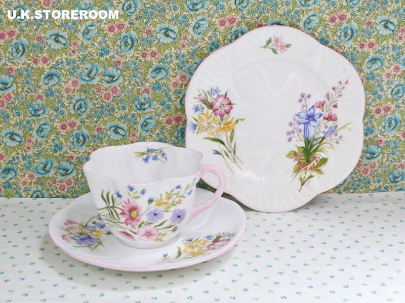 UKストアルーム SH068 Shelley シェリー ワイルドフラワー ティートリオA