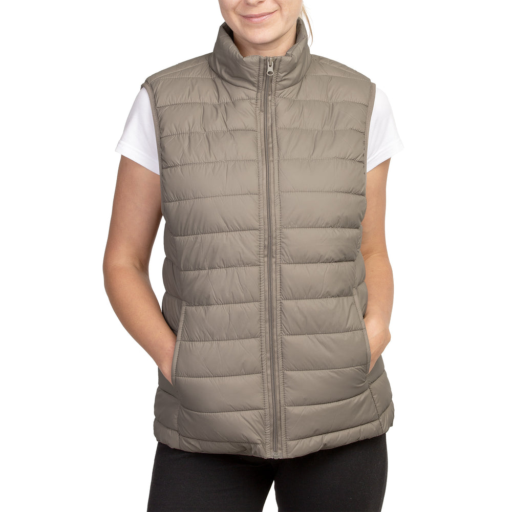 SOFRA WOMENS PUFF VEST (SPV200) - BLACK/OAT/TAUPE – Uni Hosiery Co