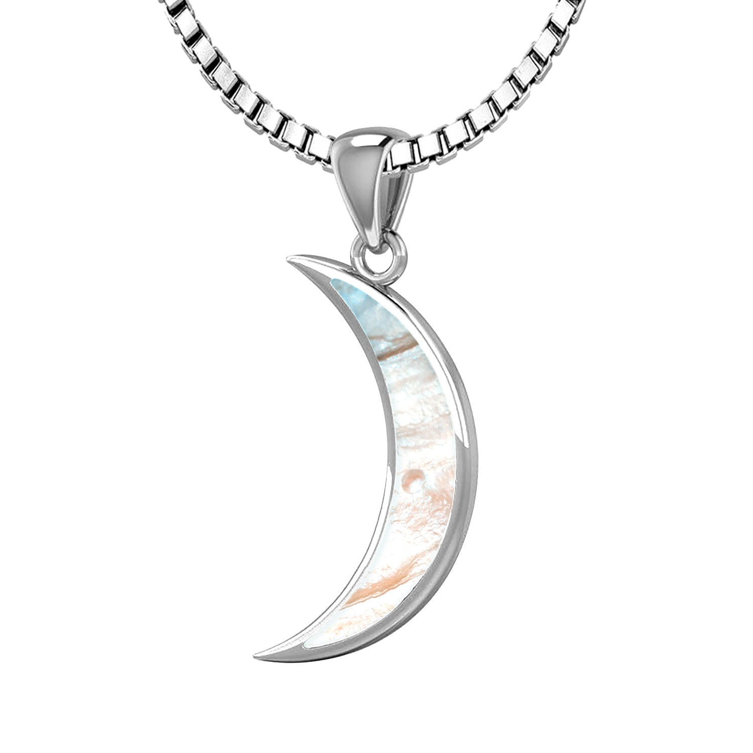 Crescent Moon Necklace - Silver Mother of Pearl Pendant