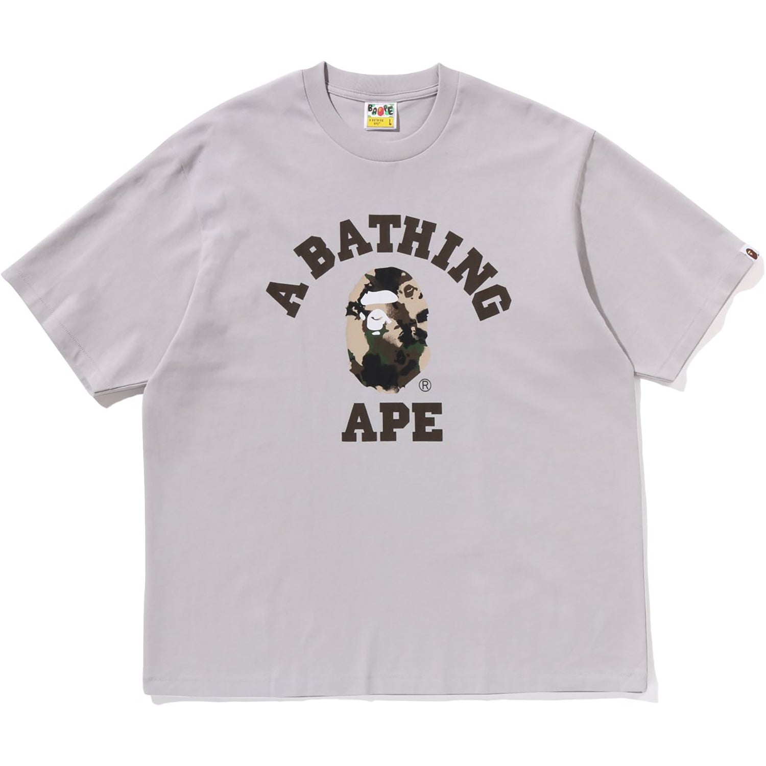 BAPE MAP CAMO College Relaxed Fit Tee - Bold Rubber Logo | us.bape.com