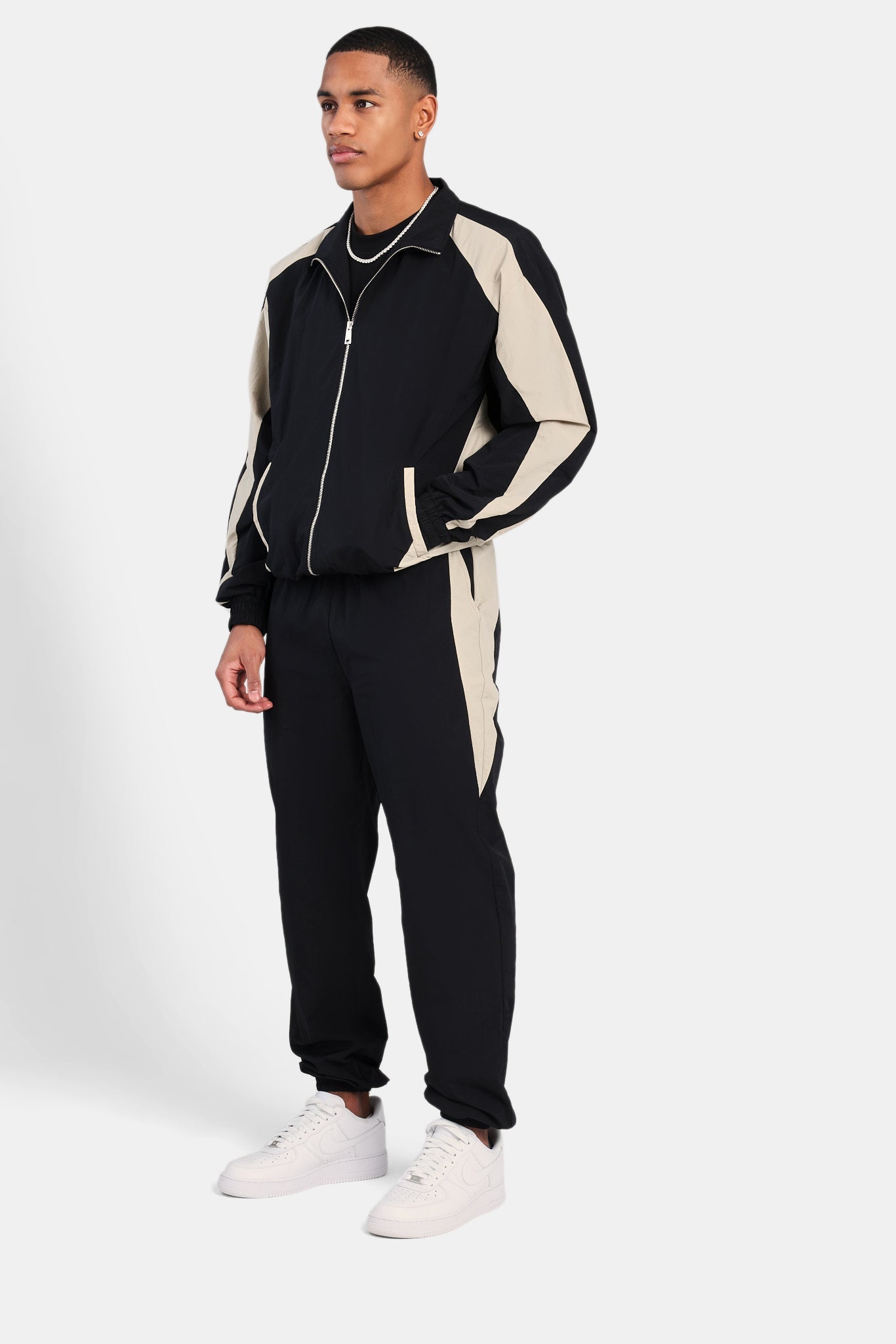 Nylon Panelled Track - Black | Mens Sets | Shop Tracksuits at